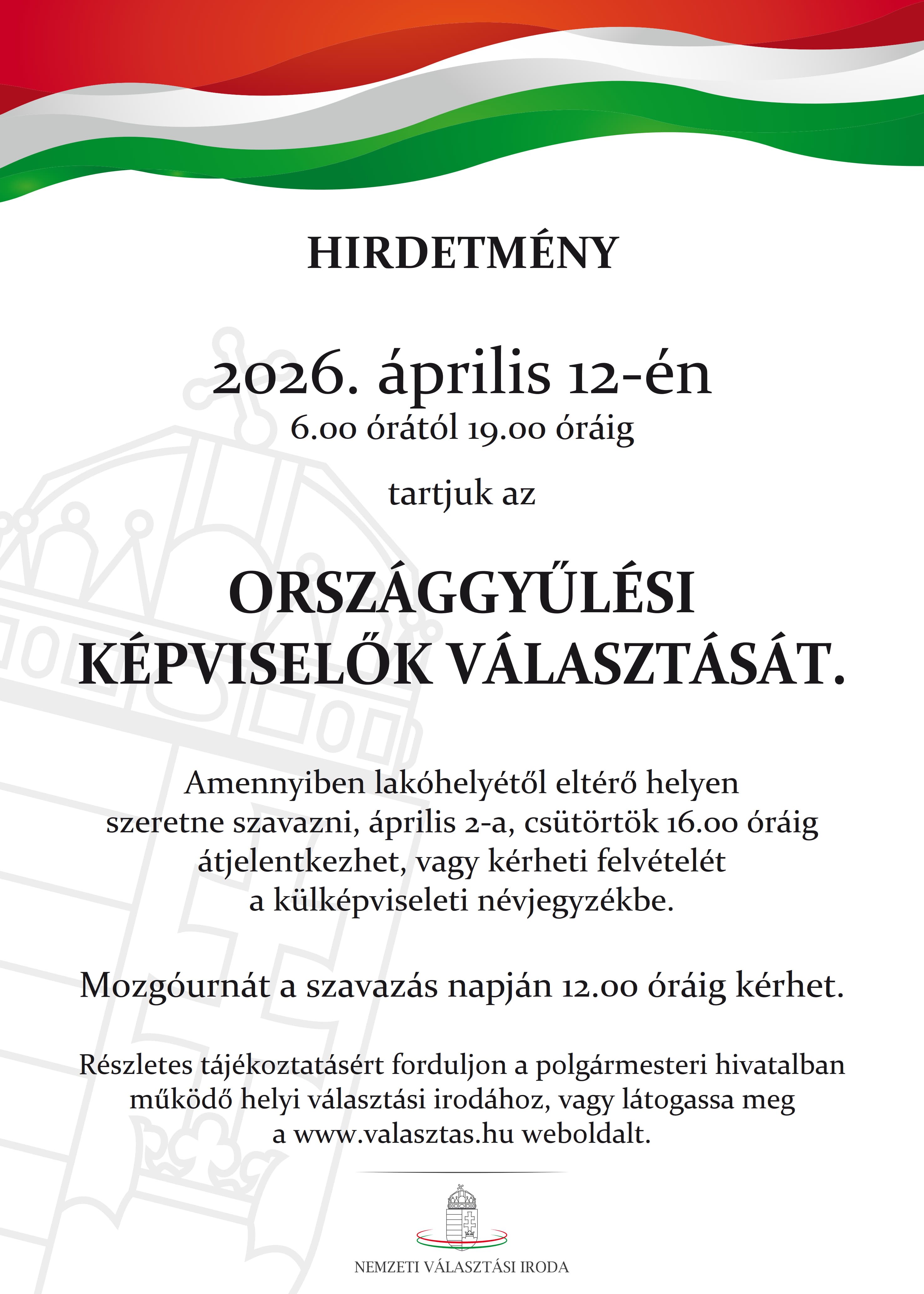 Hirdetmény plakát OGY 2026